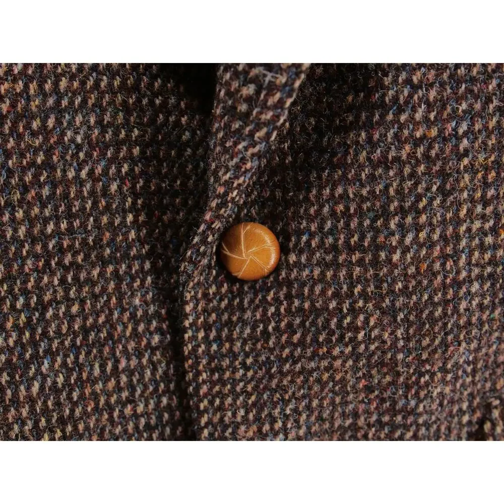 Harris Tweed Men's 38R Brown Multi Wool Tweed Blazer Sport Coat Tailored USA